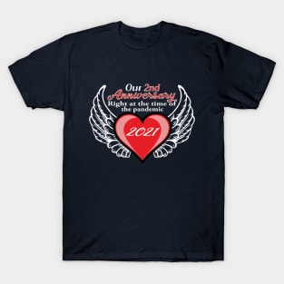 2nd Anniversary pandemic 2021 winged heart T-Shirt